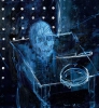 human skull in space